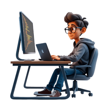 Programmer working on computer